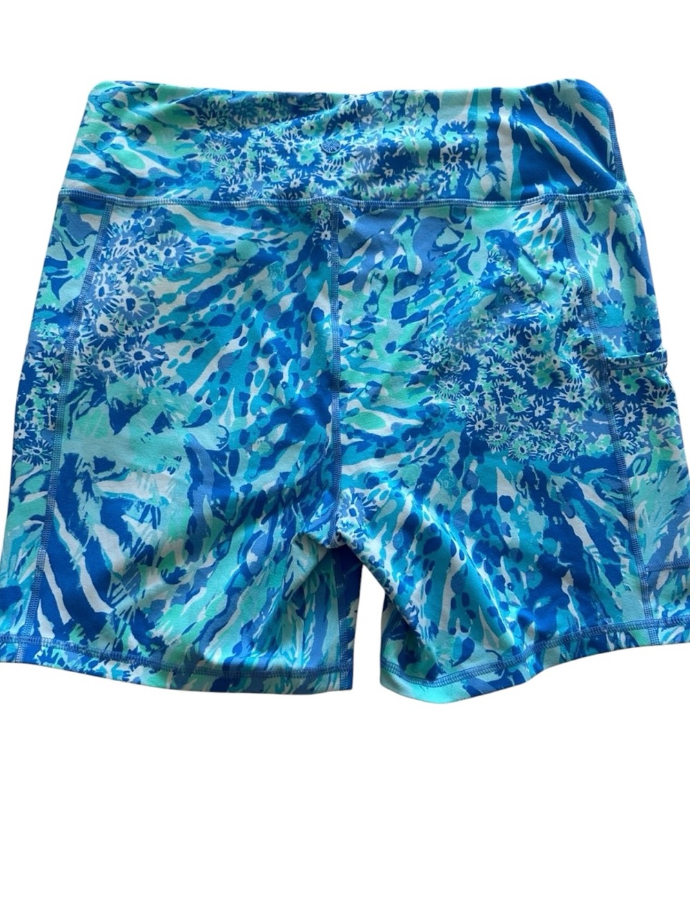 Lilly Pulitzer Blue and Aqua Printed Bike Shorts LIKE NEW - Picture 2 of 6